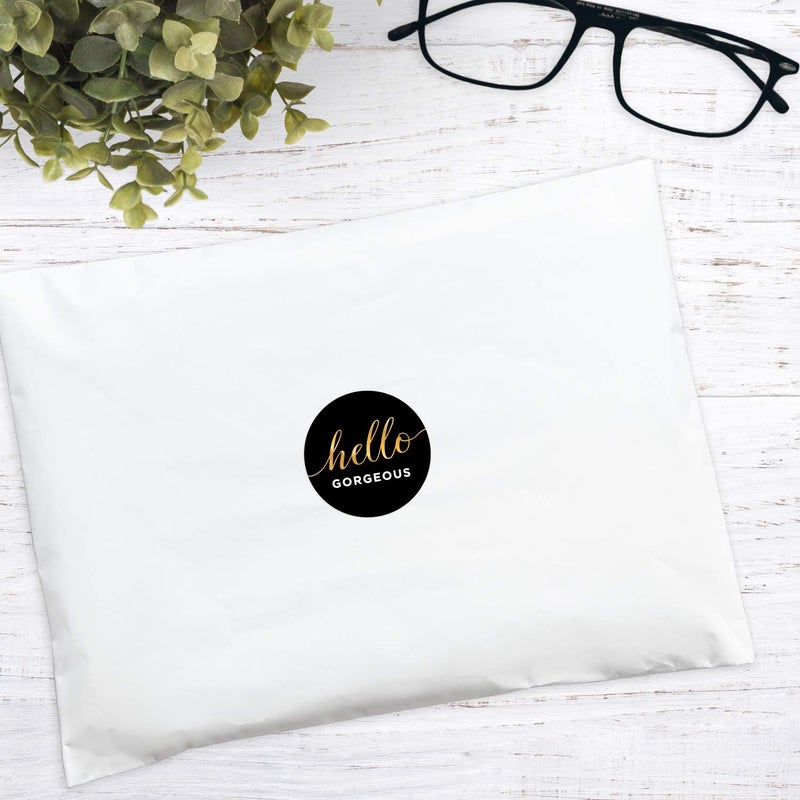 SBlabels Hello Gorgeous Stickers / 250 Small Business Labels / 1.5" Order Package Envelope Seals/Elegant Gold Foil Sticker/Made in The USA - Image 5